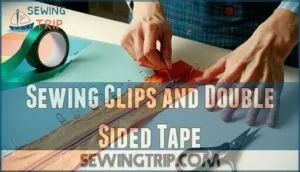 sewing clips and double sided tape