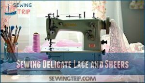 sewing delicate lace and sheers