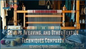 sewing, weaving, and other textile techniques compared