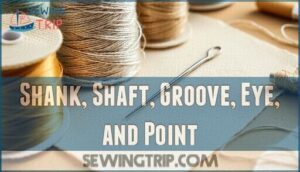 shank, shaft, groove, eye, and point shank, shaft, groove, eye, and point