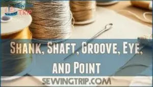 shank, shaft, groove, eye, and point