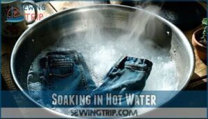 soaking in hot water