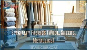 specialty fabrics (wool, sheers, metallics)