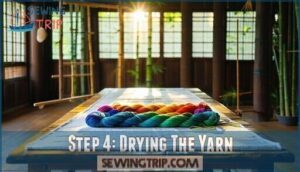 step 4: drying the yarn