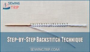 step-by-step backstitch technique