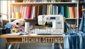 stitch length, tension, and machine settings