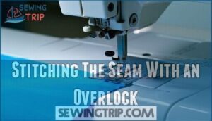 stitching the seam with an overlock