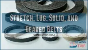 stretch, lug, solid, and geared belts