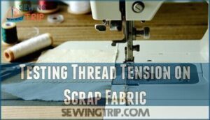 testing thread tension on scrap fabric