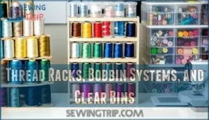 thread racks, bobbin systems, and clear bins