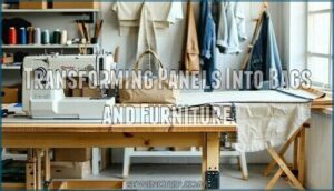 transforming panels into bags and furniture