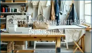 transforming panels into bags and furniture