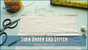 turn under and stitch
