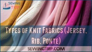 types of knit fabrics (jersey, rib, ponte)