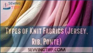 types of knit fabrics (jersey, rib, ponte)