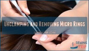 unclamping and removing micro rings