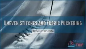 uneven stitches and fabric puckering