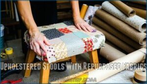 upholstered stools with repurposed fabrics upholstered stools with repurposed fabrics