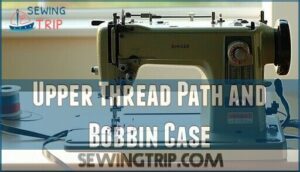 upper thread path and bobbin case