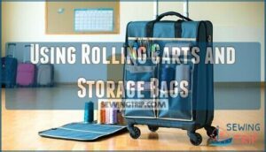 using rolling carts and storage bags