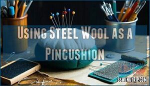 using steel wool as a pincushion