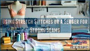 using stretch stitches or a serger for strong seams