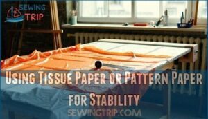 using tissue paper or pattern paper for stability