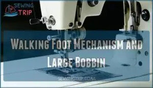 walking foot mechanism and large bobbin
