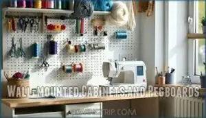 wall-mounted cabinets and pegboards