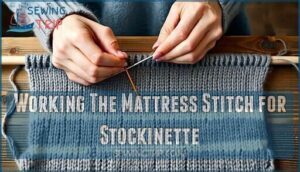 working the mattress stitch for stockinette