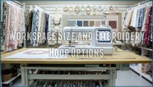workspace size and embroidery hoop options