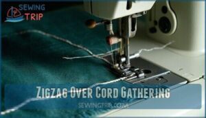 zigzag over cord gathering