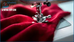 adjusting machine settings and presser foot pressure