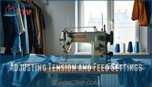 adjusting tension and feed settings