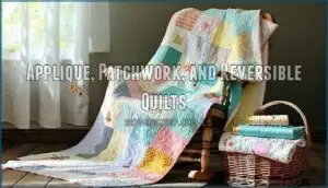 applique, patchwork, and reversible quilts