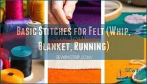 basic stitches for felt (whip, blanket, running)