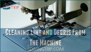 cleaning lint and debris from the machine