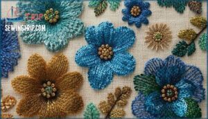embroidery and sequin flowers