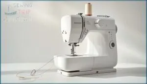 following the thread path and guides