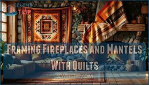 framing fireplaces and mantels with quilts
