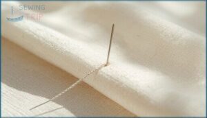 hiding the knot and starting the stitch