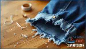 jeans frayed on side