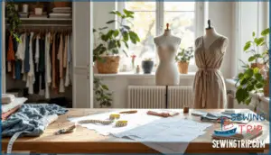 measuring bust, waist, hips, and inseam