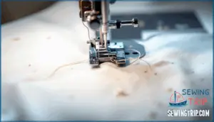 needle thread showing on bottom