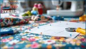 placing and cutting fabric with pattern markings