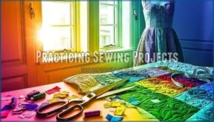 practicing sewing projects