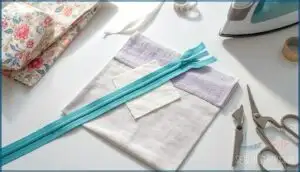 prepare the zipper and fabric