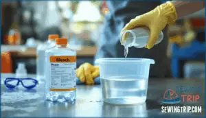 preparing and diluting the bleach solution