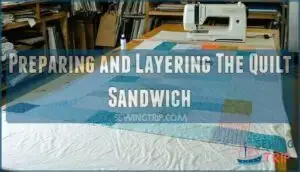 preparing and layering the quilt sandwich