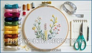preparing canvas before stitching